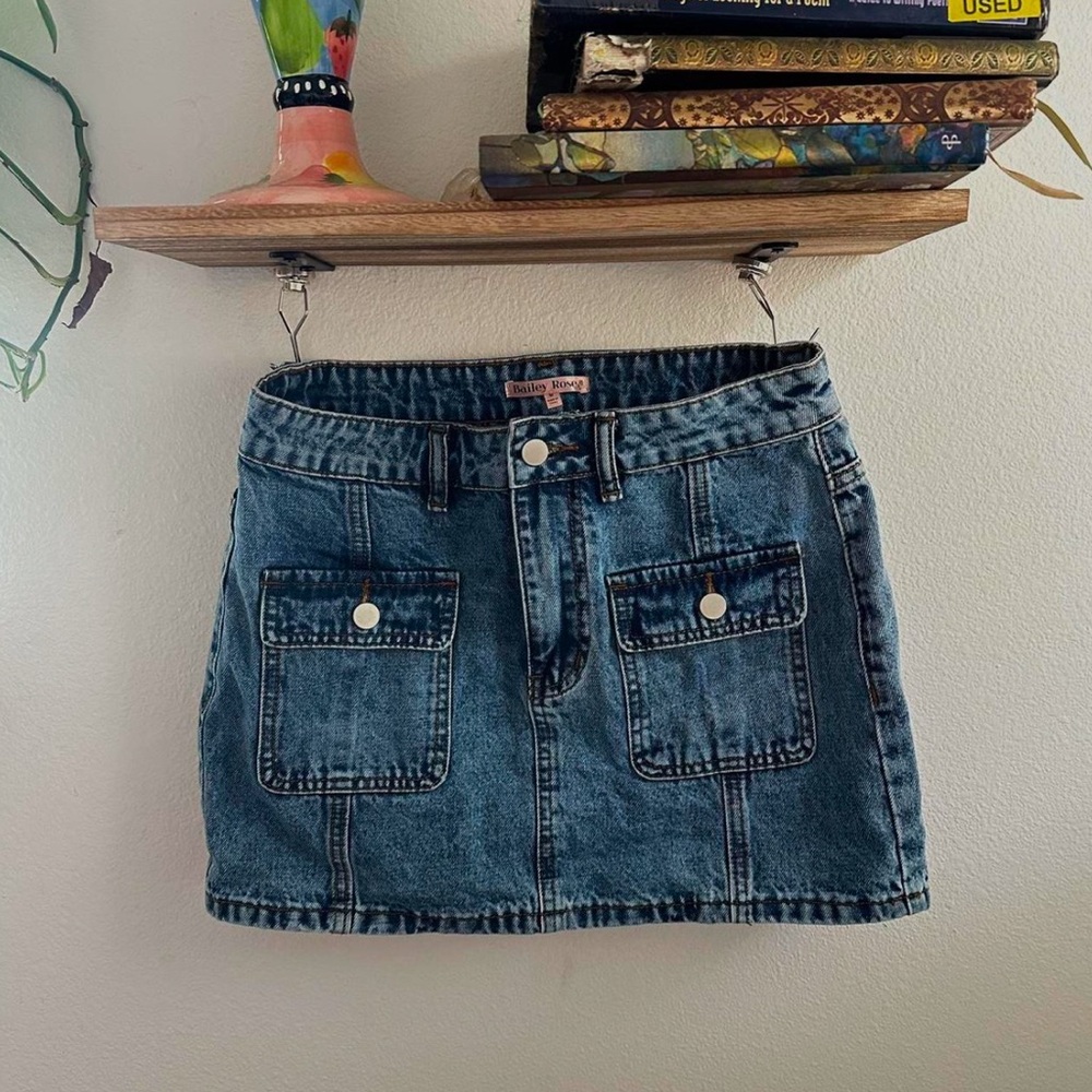 Mini denim skirt with Y2K pockets ASOS brand Bailey Rose